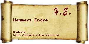 Hemmert Endre névjegykártya